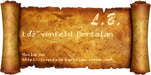 Lövenfeld Bertalan névjegykártya